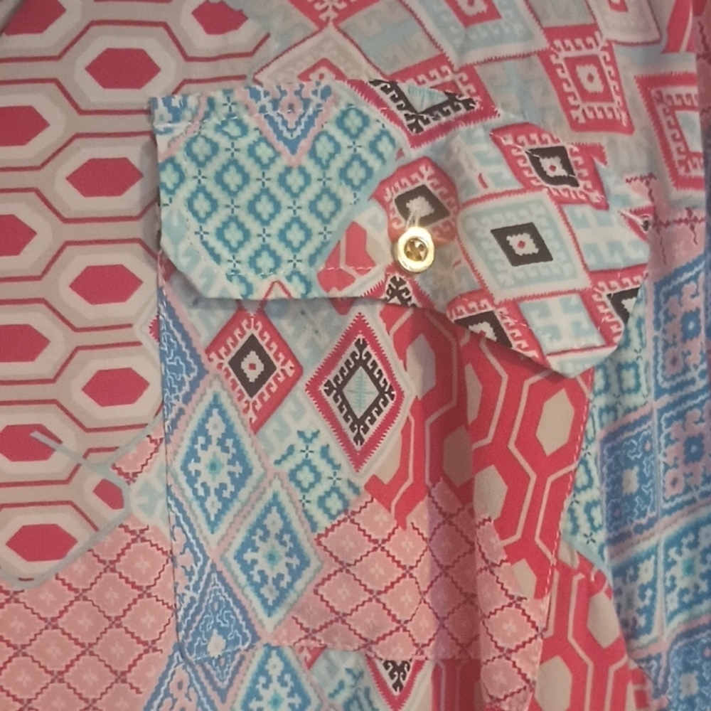 Talbots Multicolor Geometric Blouse - Picture 3 of 9